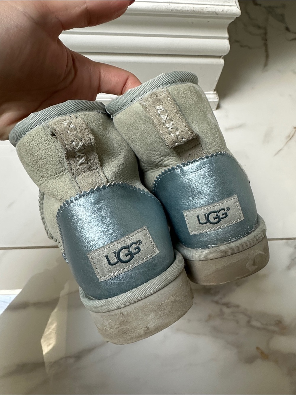 UGG Metallic Light Blue Suede Boot - Cozy Ankle Style